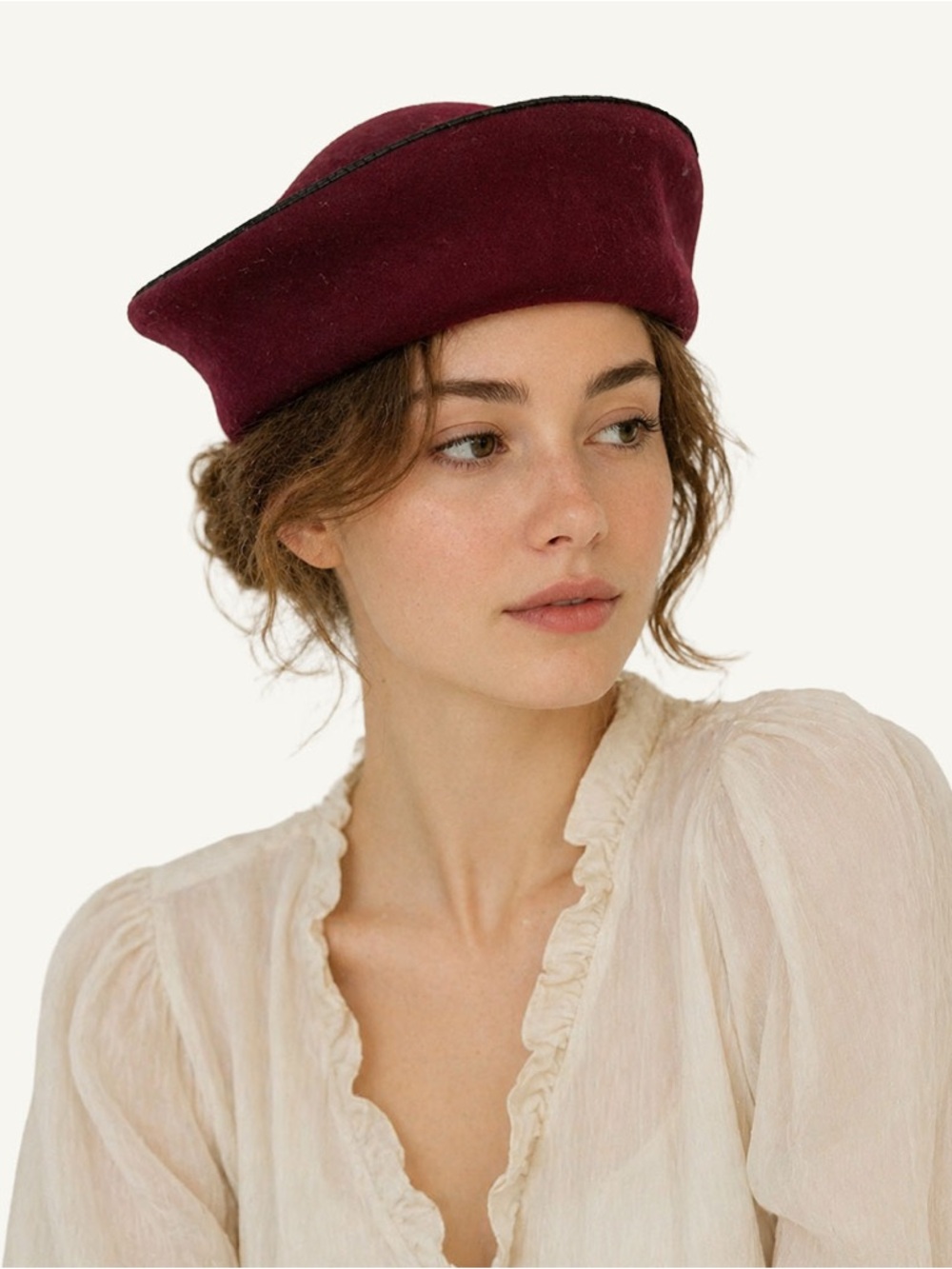 Vintage 40s 50s Henry Pollak Pillbox Hat Burgundy Wool Felt